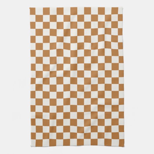 Copper and eggshell checkerboard pattern geschirrtuch (Vertikal)