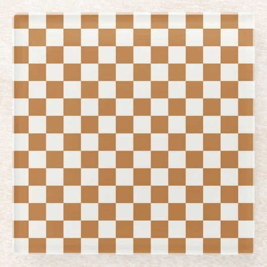 Copper and eggshell checkerboard pattern glasuntersetzer (Vorderseite)