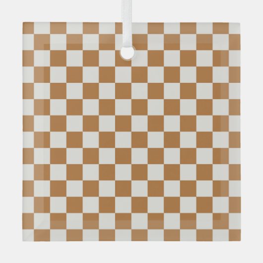 Copper and eggshell checkerboard pattern ornament aus glas (Vorderseite)