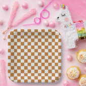 Copper and eggshell checkerboard pattern pappteller (Party)