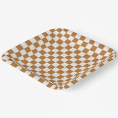Copper and eggshell checkerboard pattern pappteller (Gewinkelt)