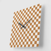 Copper and eggshell checkerboard pattern quadratische wanduhr (Winkel)
