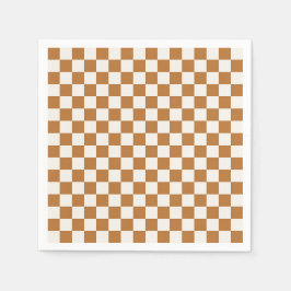 Copper and eggshell checkerboard pattern serviette