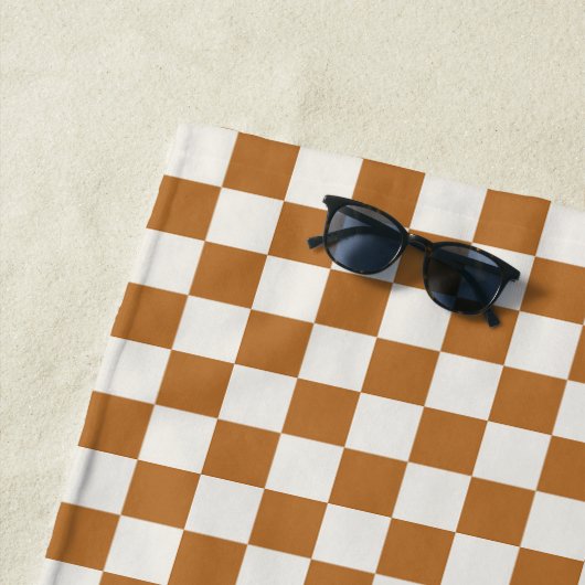 Copper and eggshell checkerboard pattern strandtuch (Beispiel)