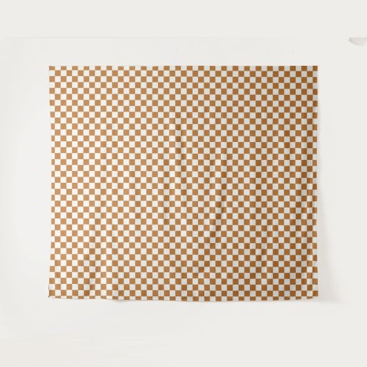 Copper and eggshell checkerboard pattern wandteppich (Vorderseite (Horizontal))