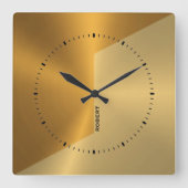 Copper and gold geometric design personalized quadratische wanduhr (Vorderseite)