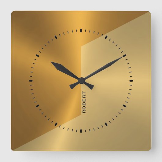 Copper and gold geometric design personalized quadratische wanduhr (Vorderseite)