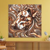 Copper and Silver Metallic Swirl Dog Portrait Leinwanddruck (Insitu (Wohnzimmer))