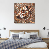 Copper and Silver Metallic Swirl Dog Portrait Leinwanddruck (Insitu (Schlafzimmer))