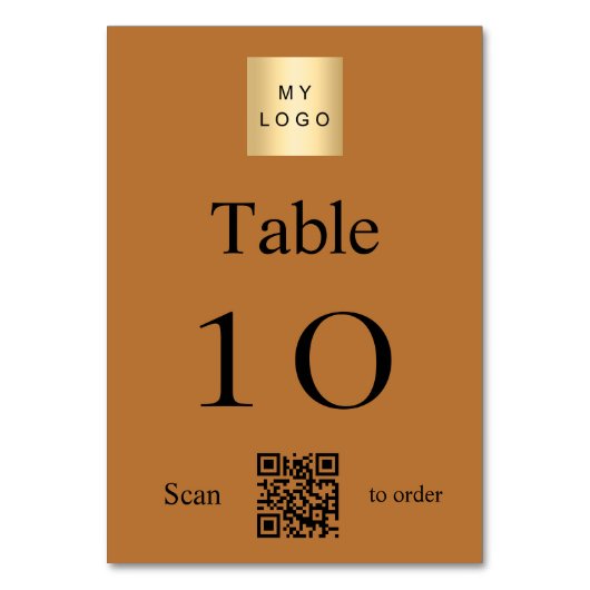 Copper Black Business Logo QR Tischnummer (Vorderseite)