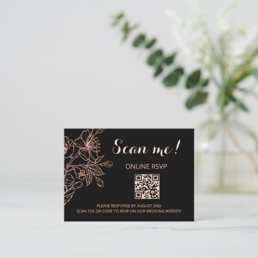 Copper Black Goth Wedding QR Code UAWG online Begleitkarte (Stehend Vorderseite)
