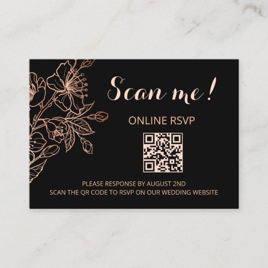 Copper Black Goth Wedding QR Code UAWG online Begleitkarte (Vorderseite)