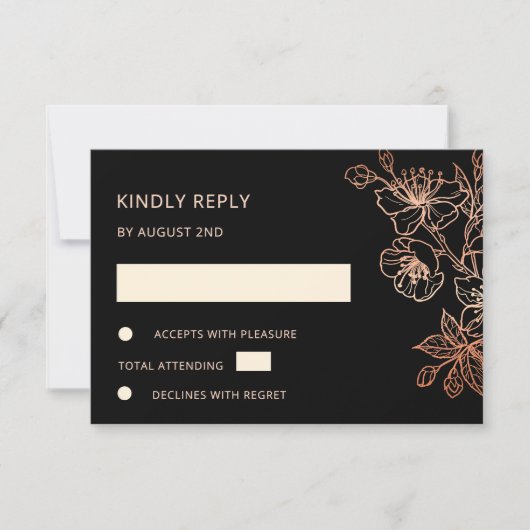  Copper Black Wedding RSVP Karte (Vorderseite)