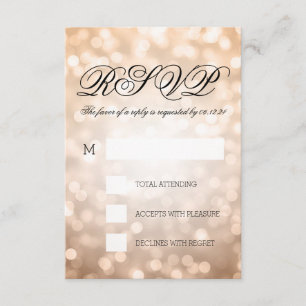 Copper Bokeh Lights Elegant Wedding UAWG RSVP Karte