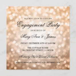 Copper Bokeh Lights Elegante Engagement Party Einladung