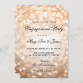 Copper Bokeh Lights Elegante Engagement Party Einladung (Vorne/Hinten)