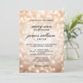Copper Bokeh Lights Elegante Hochzeit Einladung (Stehend Vorderseite)