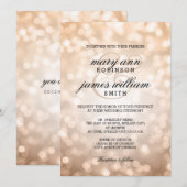 Copper Bokeh Lights Elegante Hochzeit Einladung (Vorne/Hinten)