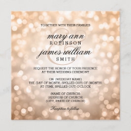 Copper Bokeh Lights Elegante Hochzeit Einladung