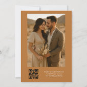 Copper Bronze QR Code Elegantes Foto Hochzeit Einladung (Rückseite)