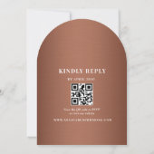Copper Brown Arched QR Code Wedding Einladung (Rückseite)