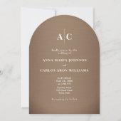 Copper Brown Arched QR Code Wedding Einladung (Vorderseite)