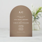 Copper Brown Arched QR Code Wedding Einladung (Stehend Vorderseite)