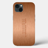 Copper Brown Metallic Brushed Aluminum Look Case-Mate iPhone Hülle (Rückseite)