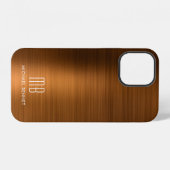 Copper Brown Metallic Monogram Case-Mate iPhone-Hü iPhone Hülle (Rückseite (Horizontal))