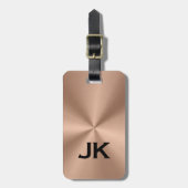 Copper Brown MetalliC Texture Black Text Gepäckanhänger (Vorderseite vertikal)