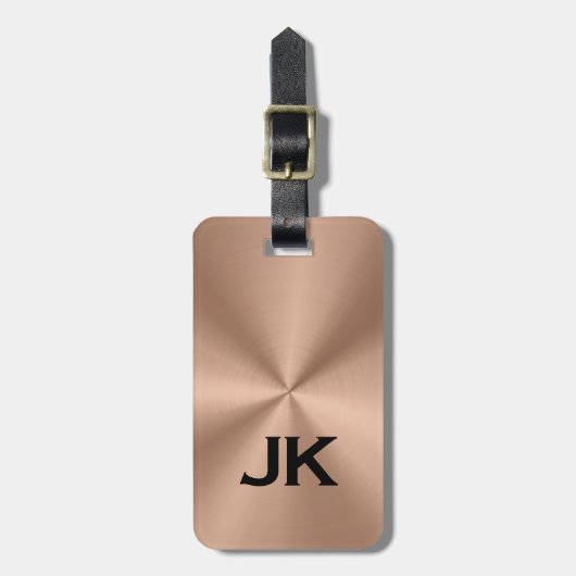 Copper Brown MetalliC Texture Black Text Gepäckanhänger (Vorderseite vertikal)