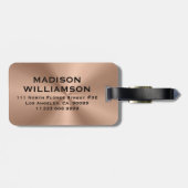 Copper Brown MetalliC Texture Black Text Gepäckanhänger (Rückseite horizontal)