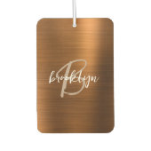 Copper Brushed Metal Script Monogram Autolufterfrischer (Vorderseite)