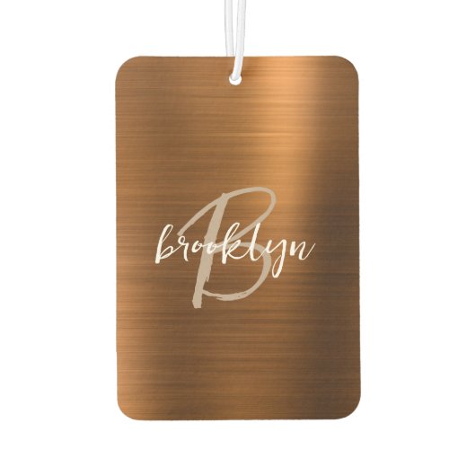 Copper Brushed Metal Script Monogram  Autolufterfrischer (Rückseite)