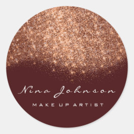 Copper Burgundy Rose Glitzer Makeup Artist Beauty Runder Aufkleber