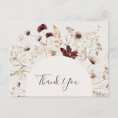 Copper Burgundy Wildblume Beige Wedge Vielen Dank Postkarte (Vorderseite)