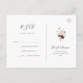 Copper Burgundy Wildblume Wedding RSVP Postcard Postkarte (Rückseite)