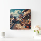 Copper Canyon Express Quadratische Wanduhr (Zuhause)