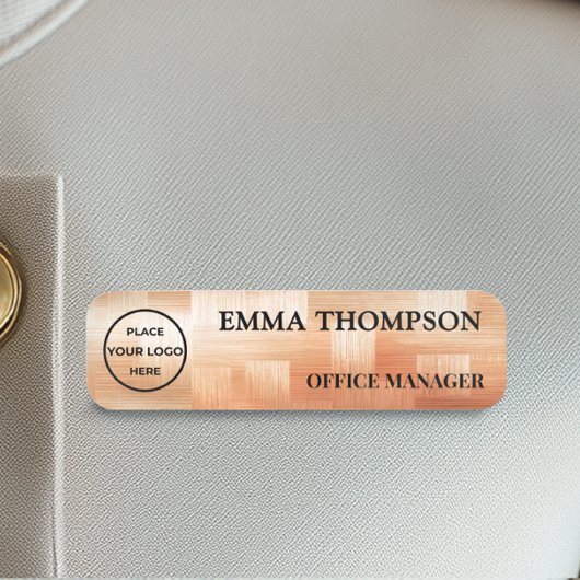 Copper Checkerboard Design Name Badge Custom 名札 Namensschild
