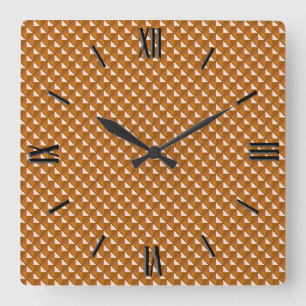 copper colored, metallic look, studded grid quadratische wanduhr