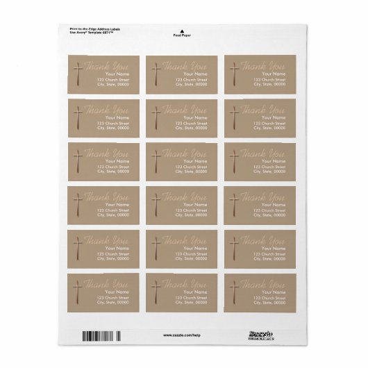 Copper Cross Danke, Label wählen Farbe 2 Adressaufkleber (Vorne)