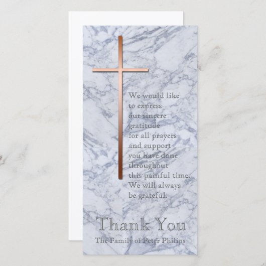 Copper Cross Marmor 2 Beileid Vielen Dank Dankeskarte (Vorne/Hinten)