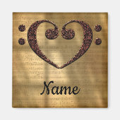 Copper Double Bass Clef Heart Customized Magnet (Vorne)