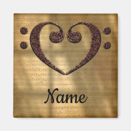 Copper Double Bass Clef Heart Customized Magnet