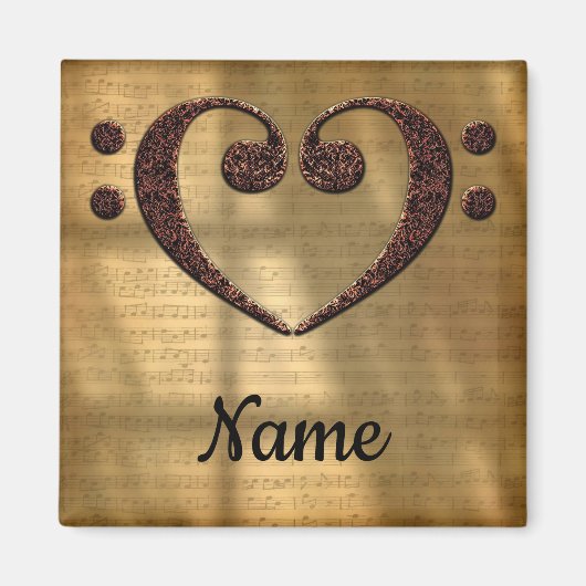 Copper Double Bass Clef Heart Customized Magnet (Vorne)