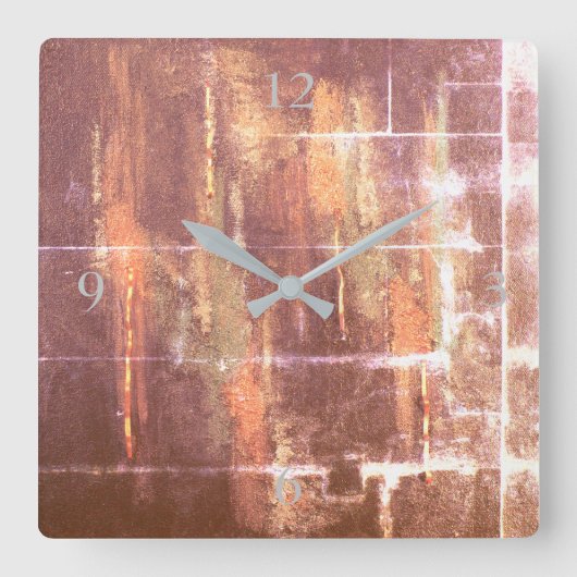 copper drops wall clock by dalDesignNZ Quadratische Wanduhr (Vorderseite)