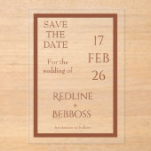 Copper Elegant Modern Wedding Acryleinladungen (Vorderseite)