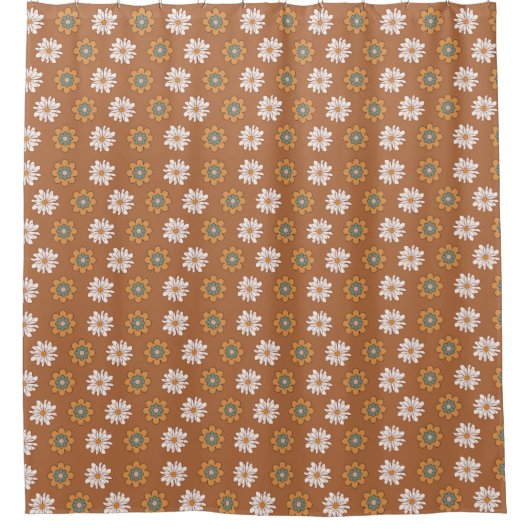 Copper Floral Curtain Pastel Boho Bathroom Duschvorhang (Vorderseite)