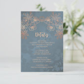 Copper Floral Line Art Dusty Blue Begleitkarte (Stehend Vorderseite)