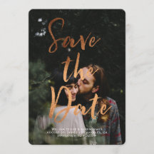 Copper Foil Modern Script Overlay Save the Date